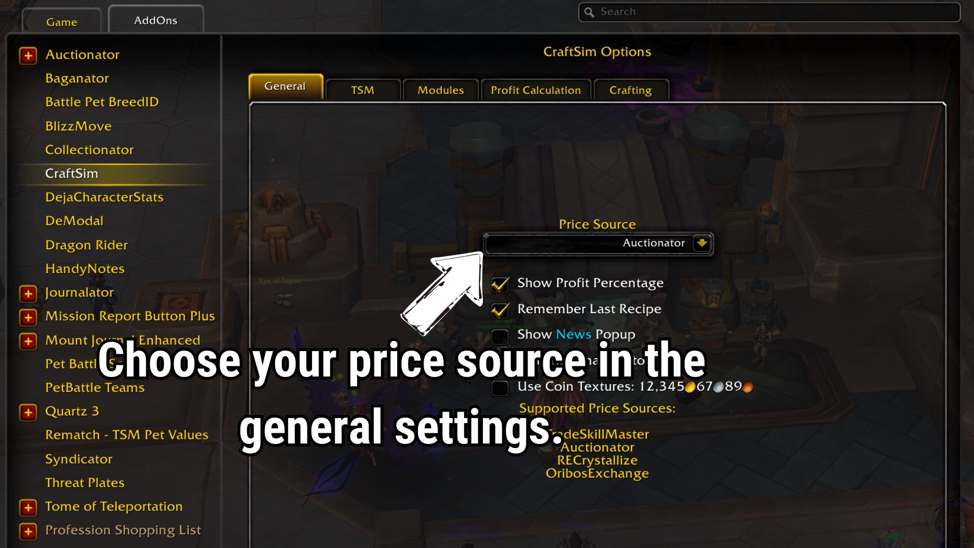 Craftsim price source