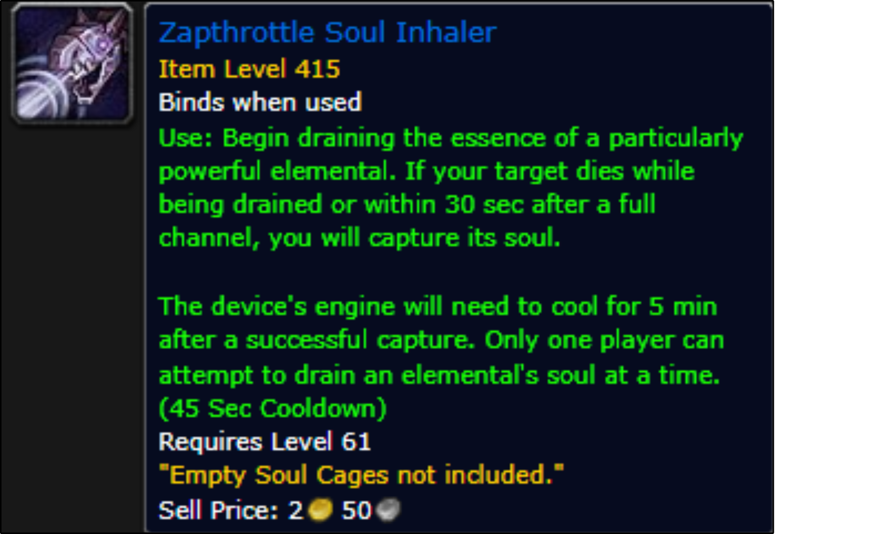 Zapthrottle soul inhaler in world of warcraft