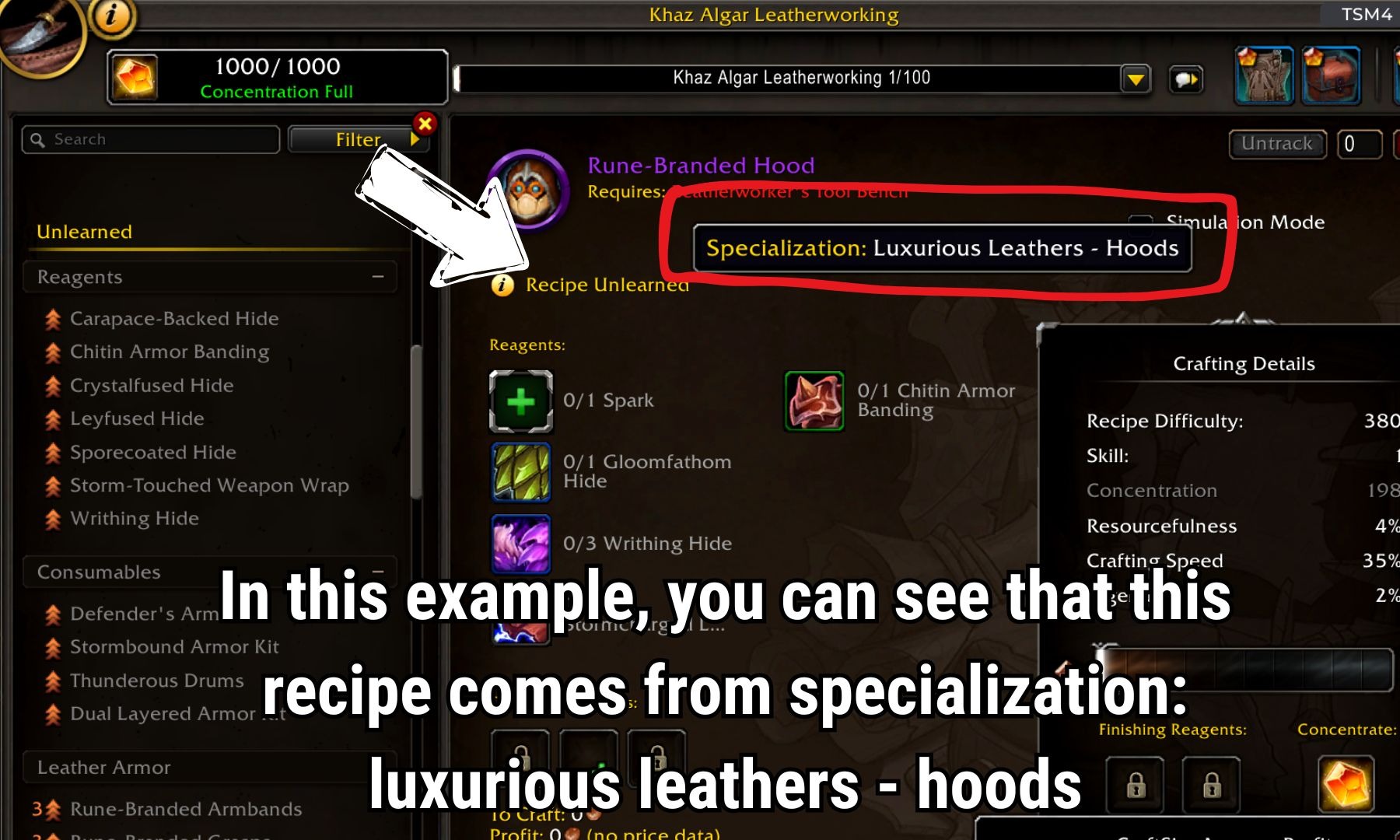 Profession tooltips for recipe location