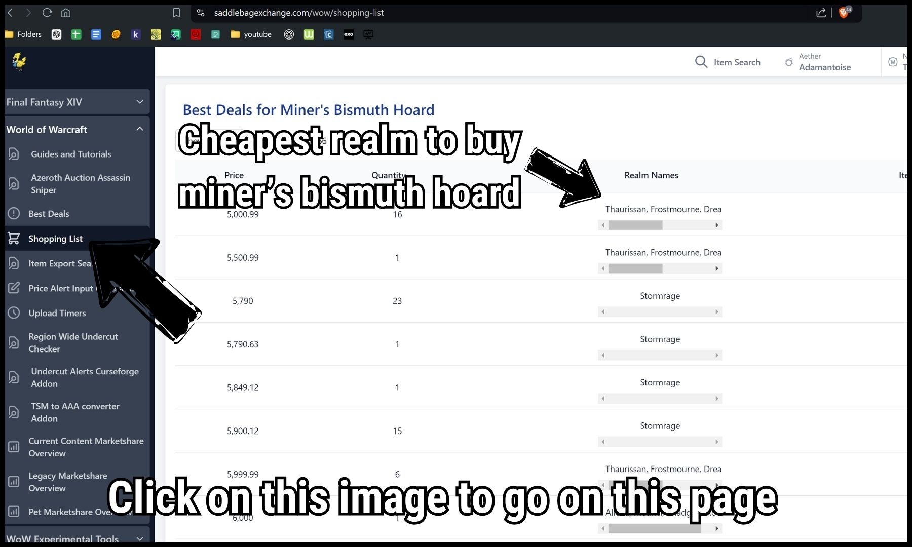 saddlebagexchange shopping list