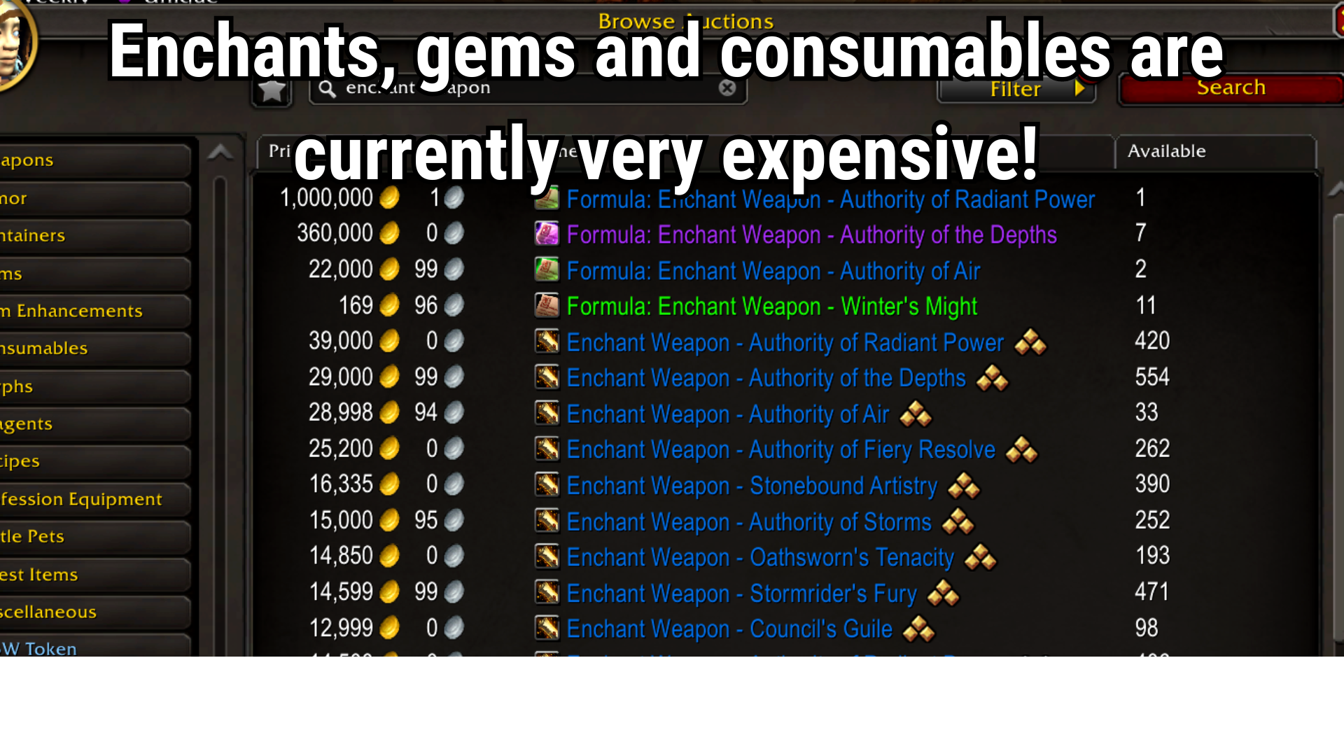 TWW enchant prices